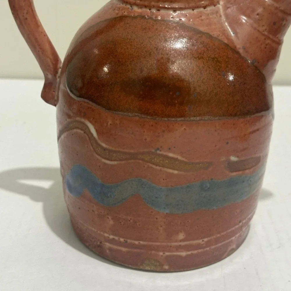 Handmade Ceramic Pitcher with Spout and Handle Artistic Glaze Design